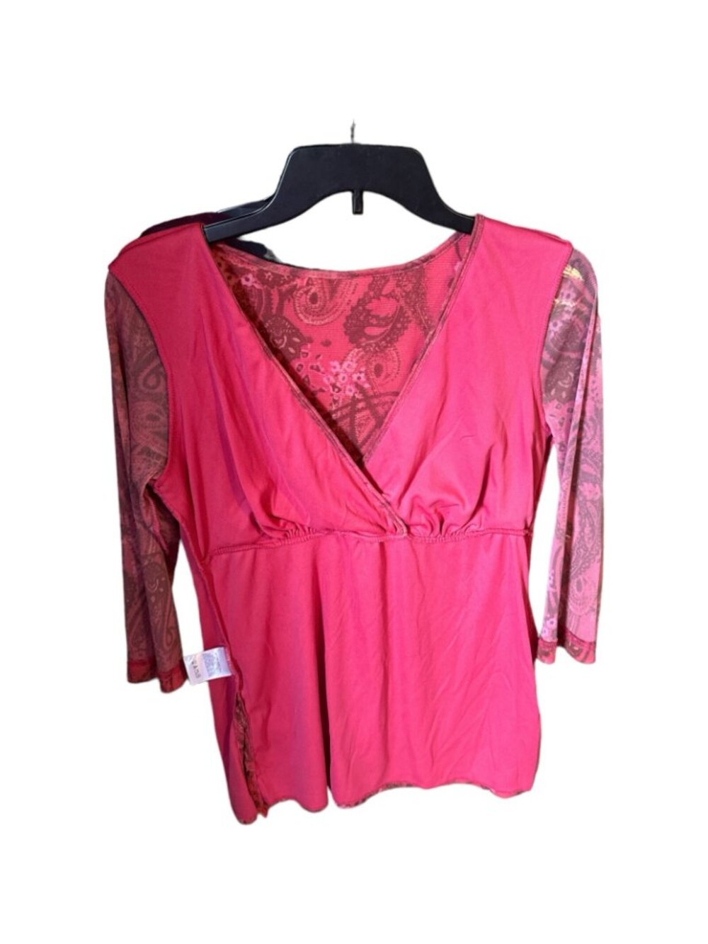Faded Glory Women Mesh Wrap Top Blouse Rose Shimmer Size Medium new - Picture 6 of 6